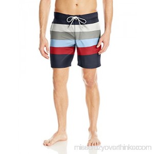 Nautica Men's Quick Dry Striped Swim Trunk True Navy B071G65R6Z